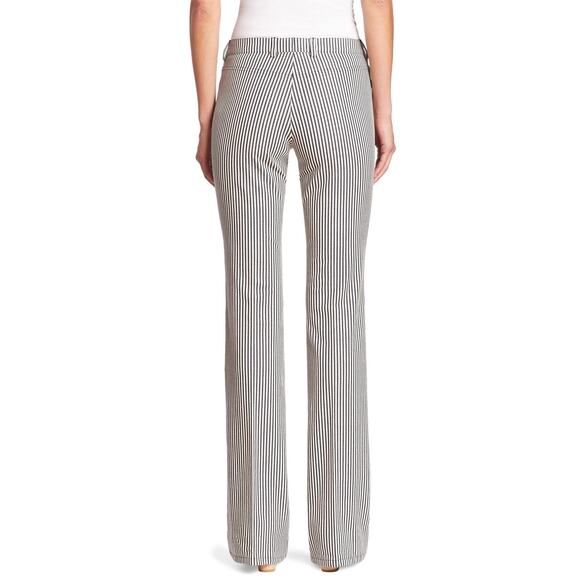 NWT Akris Punto Faye Boot-Cut Striped Denim Pants Size 6 Navy‎ & Cream Nautical - Picture 7 of 16